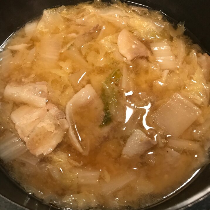 豚バラ　白菜　うどん　味噌汁　インスタントポッド